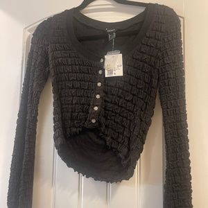 H&M Women's Black Ruffled Long Sleeve Size Small